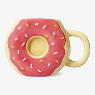 Taza cerámica donut rosa y amarillo