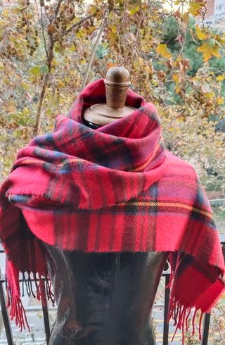 Bufanda Foulard Escocesa Cuadros fondo Rojo