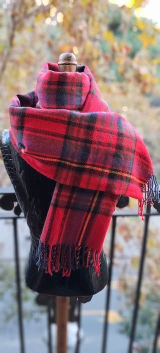 Bufanda Foulard Escocesa Cuadros fondo Rojo