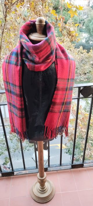 Bufanda Foulard Escocesa Cuadros fondo Rojo