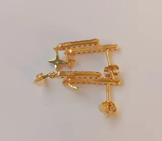 Pendientes Plata baño Oro Barras Circonitas