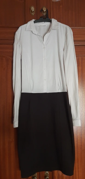 Vestido camisero blanco y falda negra