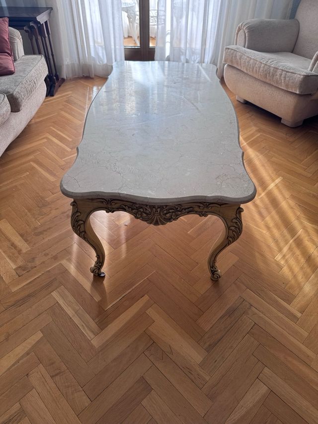 Mesa vintage de centro de mármol