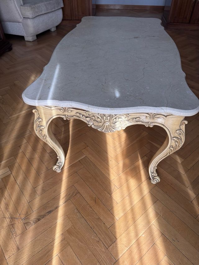 Mesa vintage de centro de mármol