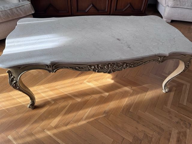 Mesa vintage de centro de mármol