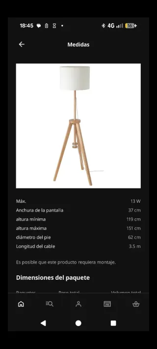 Lámpara de pie LAUTERS Ikea