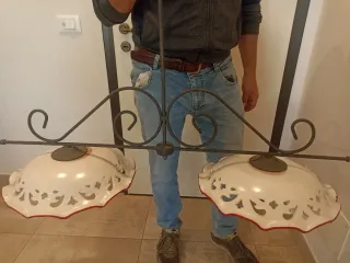 Lampadario bilanciere ceramica dipinta a mano