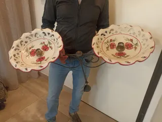 Lampadario bilanciere ceramica dipinta a mano