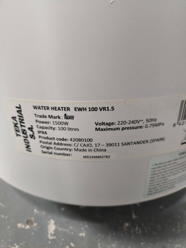 Termo Eléctrico | 1500 W | 100 L | Blanco