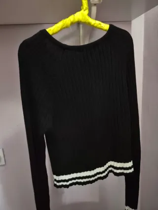 Jersey Negro Canalé Mujer