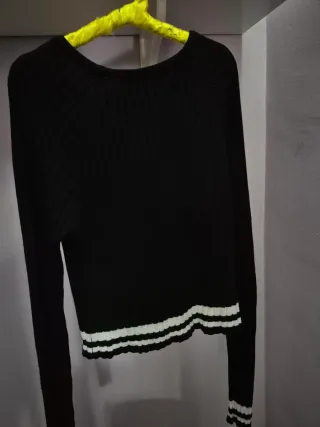 Jersey Negro Canalé Mujer