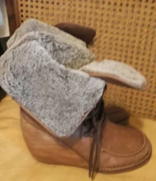 Botines Destroy de cuña, cuero y piel interior 40