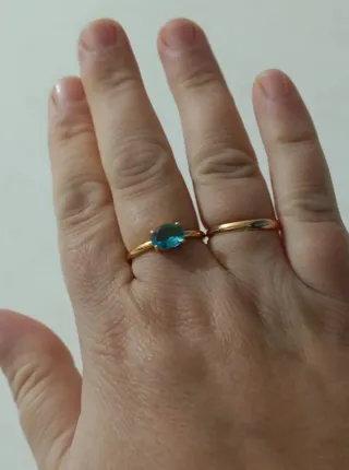 Anillo Acero Baño Oro Piedra de Nacimiento