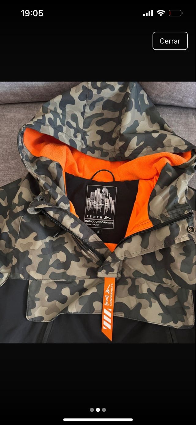 Parka niño camuflaje y negro