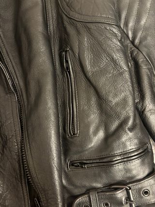 Chaqueta de piel de moto negra