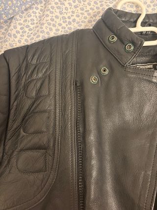 Chaqueta de piel de moto negra