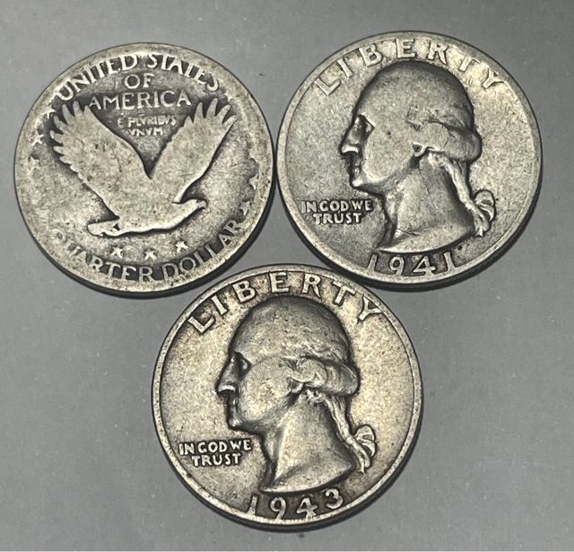 3 Monedas Plata USA: 1941, 1943