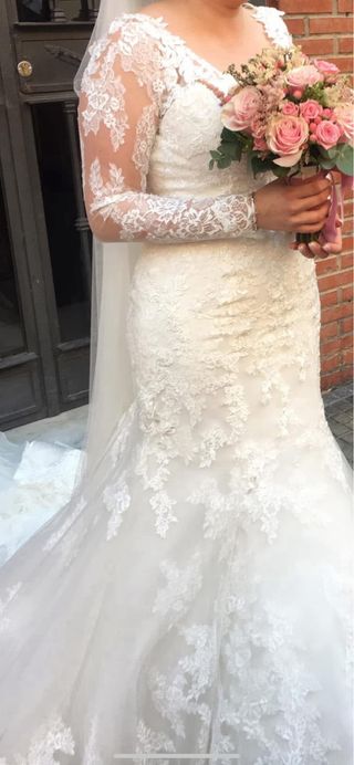 Vestido de Novia Encaje Manga Larga sirena