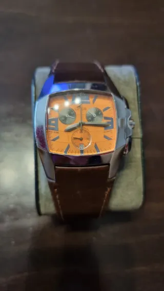 Reloj Lotus Cronógrafo Naranja Correa Marrón