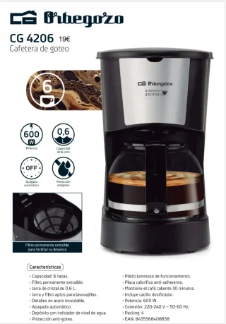 Cafetera Orbegozo CG 4206 6 tazas
