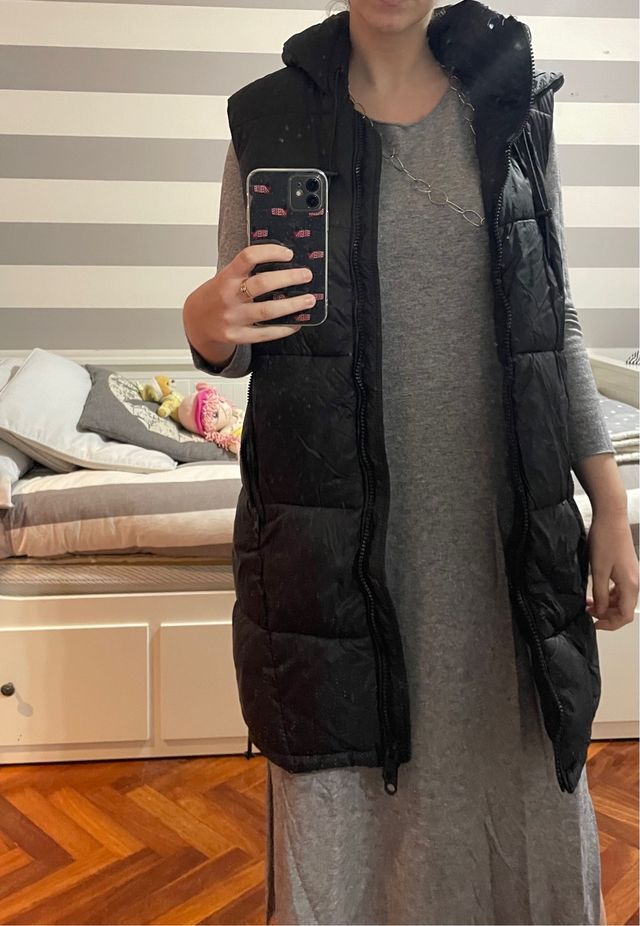 Chaleco largo acolchado negro