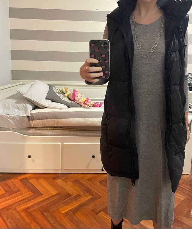 Chaleco largo acolchado negro