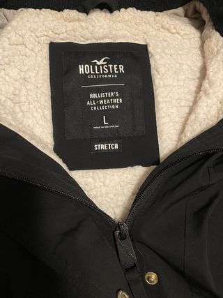 Abrigo Hollister Negro Mujer Borrego