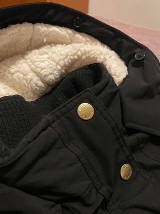 Abrigo Hollister Negro Mujer Borrego