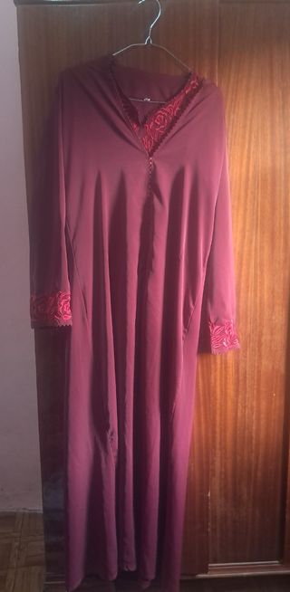 Jilaba mujer dos piezas morado/rojo