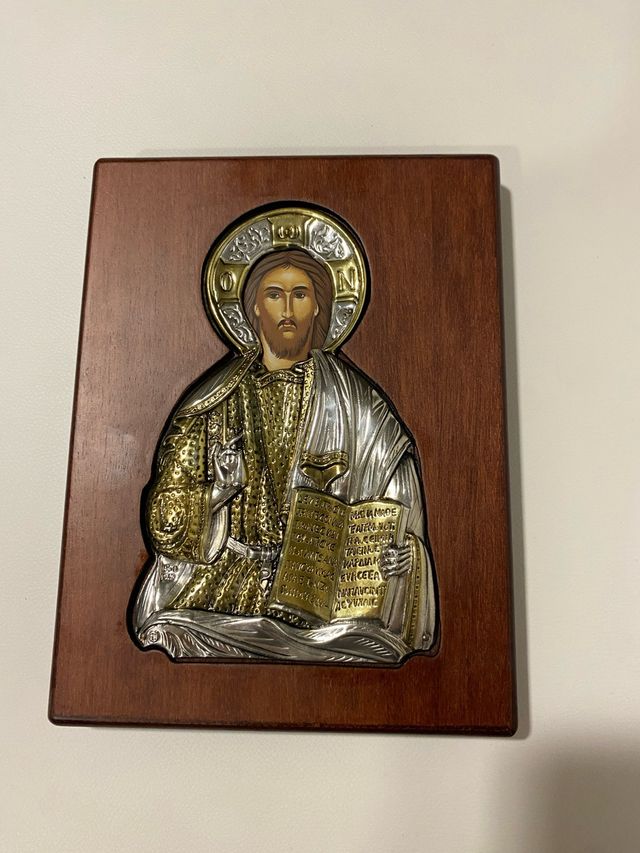 Icono Pantocrator de plata 950 y baño en oro