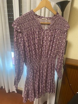 Vestido Mango Morado Estampado