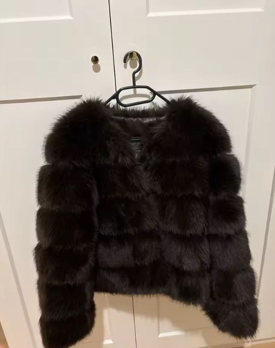 Abrigo Piel Sintética Negro