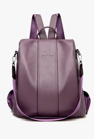 Mochila antirrobo impermeable morada.