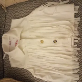 Chaleco MNG blanco con flecos