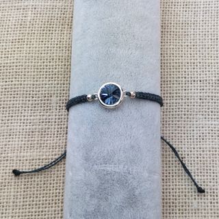 Pulsera Plata y Macramé Cristal SW denim