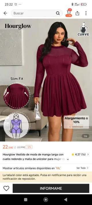 Vestido Hourglow Rojo Talla XL