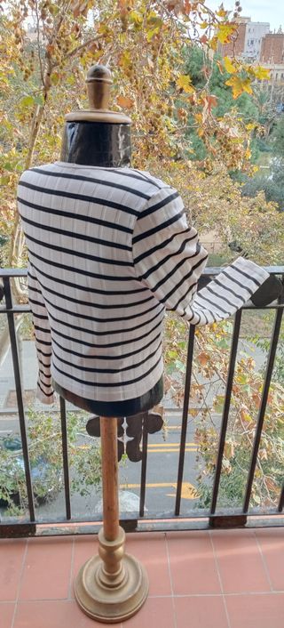 Camiseta térmica Stradivarius rayas marfil-azul