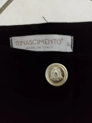 Pantaloni neri tessuto tecnico bottoni oro
