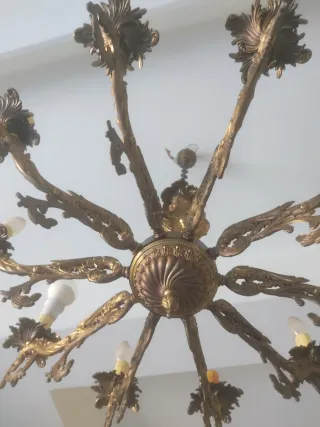 Lampadario Antico in Ottone a 10 luci vintage