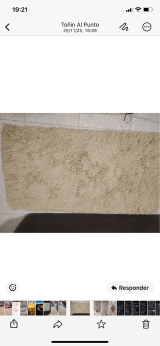 Alfombra de lana 100% beige y azul