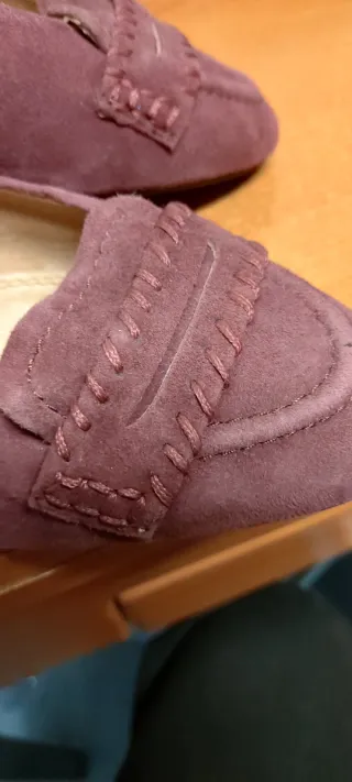 Zapatos piel auténtica,color burdeos.Corte Inglés.