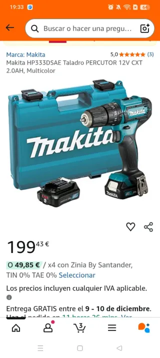 Taladro Makita HP333DSAE Maletín nuevo a estrenar