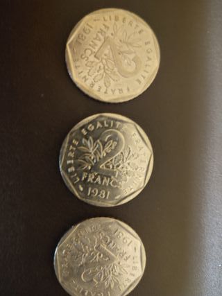 3 Monete 2 Franchi Francesi 1931