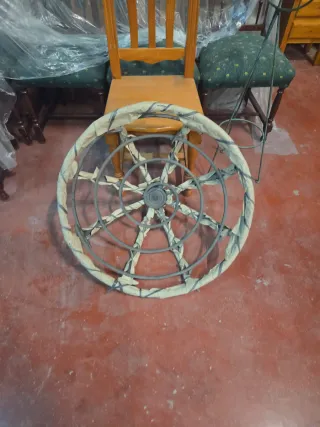 Cesto Sedia in Rattan Marrone e Verde