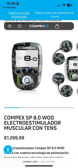 Compex SP 8.0 WOD Electroestimulador Muscular