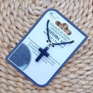 CRUZ DE MINERAL NATURAL DE AVENTURINA AZUL COLLAR