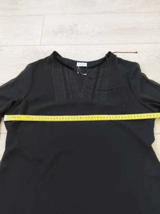 Talla L - Blusa gasa y terciopelo negro Síntesis