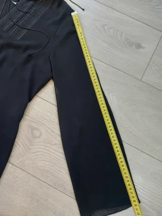 Talla L - Blusa gasa y terciopelo negro Síntesis