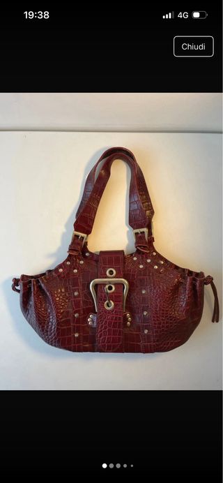 Borsa Maxima Milano Bordeaux Coccodrillo
