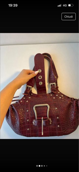 Borsa Maxima Milano Bordeaux Coccodrillo